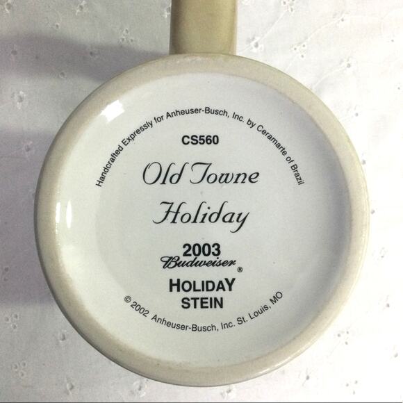 Budweiser 'Old Towne Holiday 2003 Clydesdale Horses VTG Ceramic 7" Beer Stein - Picture 8 of 13